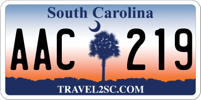 SC license plate AAC219