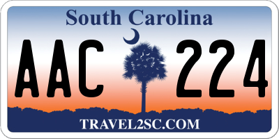 SC license plate AAC224