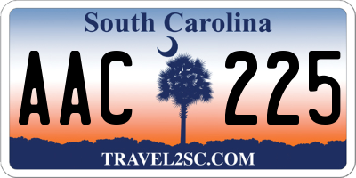 SC license plate AAC225