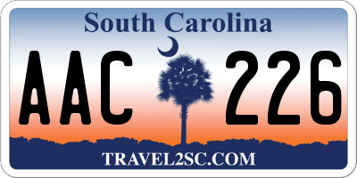 SC license plate AAC226