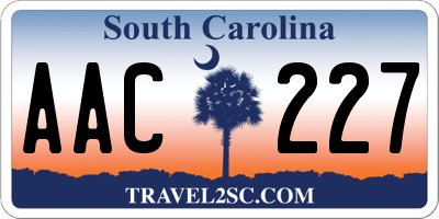 SC license plate AAC227
