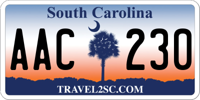 SC license plate AAC230