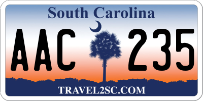 SC license plate AAC235