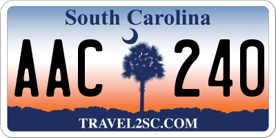 SC license plate AAC240