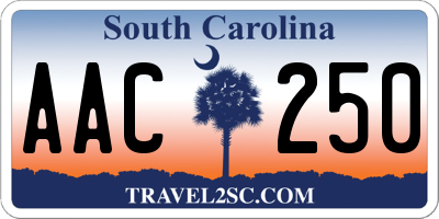 SC license plate AAC250