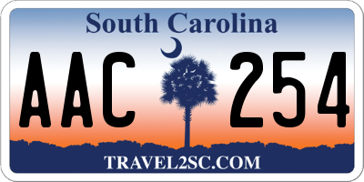 SC license plate AAC254