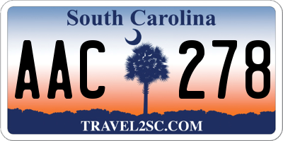 SC license plate AAC278
