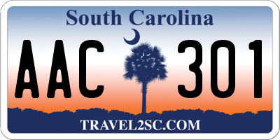 SC license plate AAC301