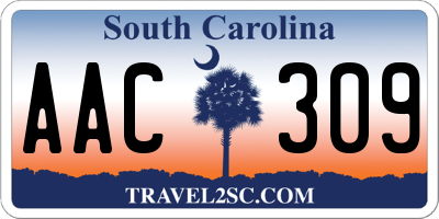 SC license plate AAC309