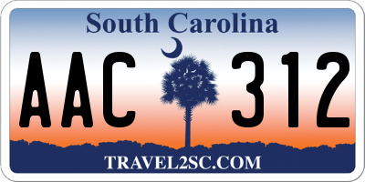 SC license plate AAC312