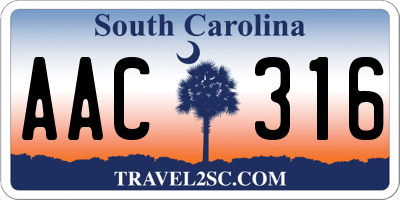 SC license plate AAC316