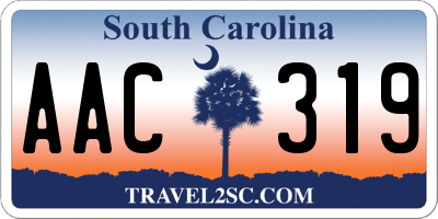 SC license plate AAC319