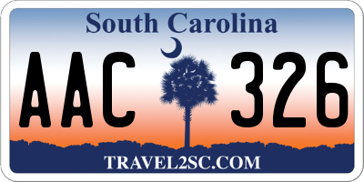 SC license plate AAC326