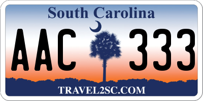 SC license plate AAC333