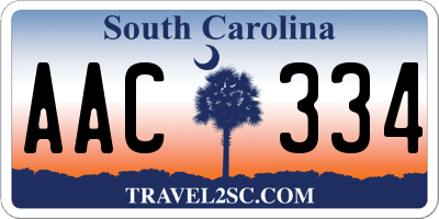 SC license plate AAC334