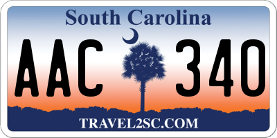 SC license plate AAC340
