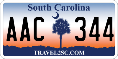 SC license plate AAC344