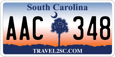SC license plate AAC348