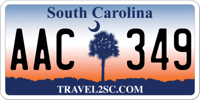 SC license plate AAC349