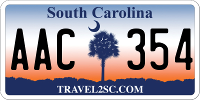SC license plate AAC354