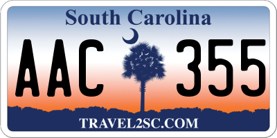 SC license plate AAC355