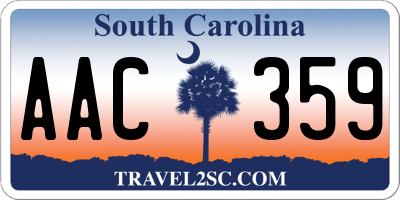 SC license plate AAC359