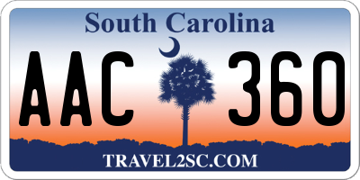 SC license plate AAC360