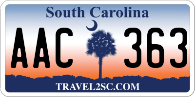 SC license plate AAC363