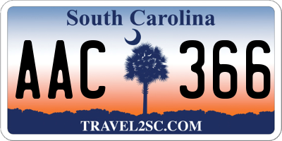 SC license plate AAC366