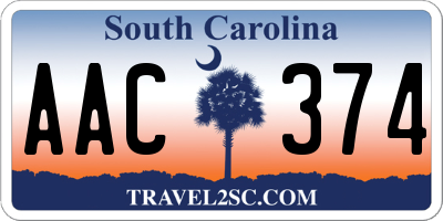 SC license plate AAC374