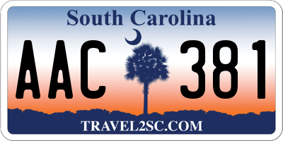 SC license plate AAC381