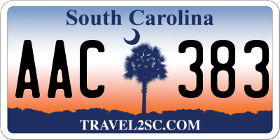 SC license plate AAC383