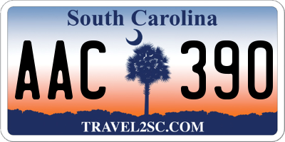 SC license plate AAC390