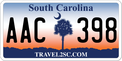 SC license plate AAC398