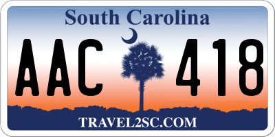 SC license plate AAC418