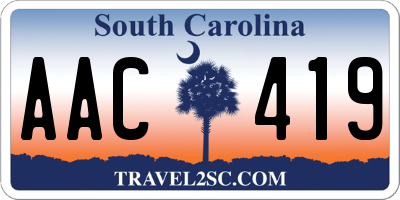 SC license plate AAC419