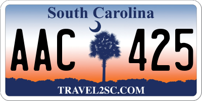 SC license plate AAC425