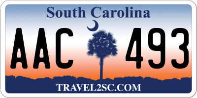 SC license plate AAC493