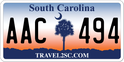 SC license plate AAC494