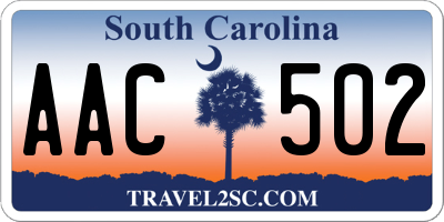SC license plate AAC502