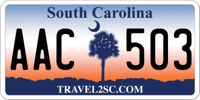 SC license plate AAC503