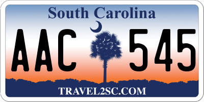 SC license plate AAC545