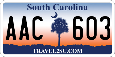 SC license plate AAC603