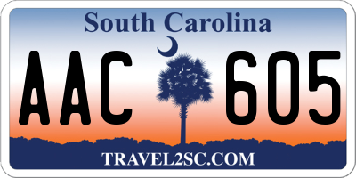 SC license plate AAC605