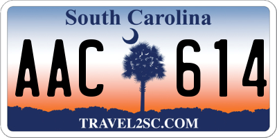 SC license plate AAC614