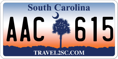 SC license plate AAC615