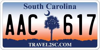 SC license plate AAC617