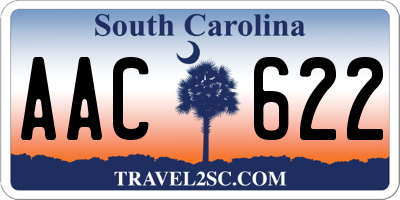 SC license plate AAC622