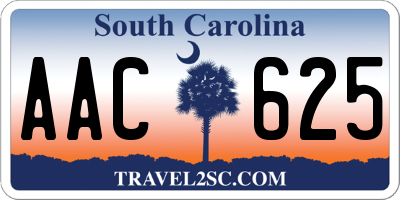 SC license plate AAC625