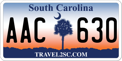 SC license plate AAC630